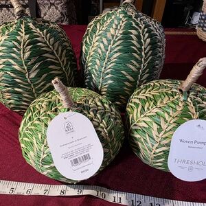 Threshold Green and Natural Woven Pumpkin Decor Set